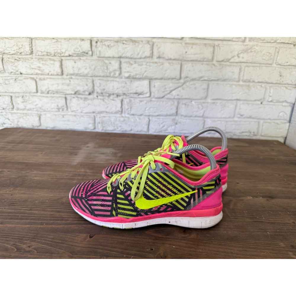 Nike Free 5.0 Tr Fit 5 Training Shoes Pink Neon Yellow Black Athletic Sneakers